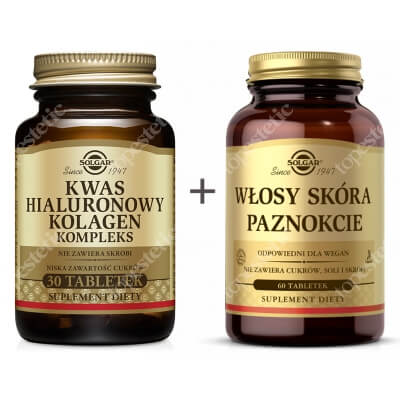 Solgar Wsparcie Regeneracji Skóry ZESTAW Formuła Włosy, Skóra, Paznokcie 60 tabl. + Kwas Hialuronowy 120 mg 30 tabl.