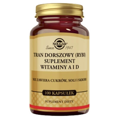 Solgar Tran Dorszowy (rybi) Suplement witaminy A i D 100 kapsułek
