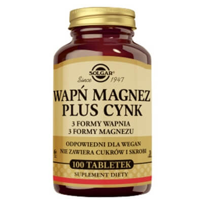 Solgar Wapń, Magnez, Cynk 100 tabletek