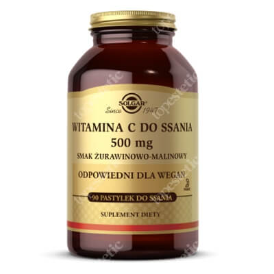 Solgar Witamina C do ssania 500 mg smak żurawinowo-malinowy 90 pastylek