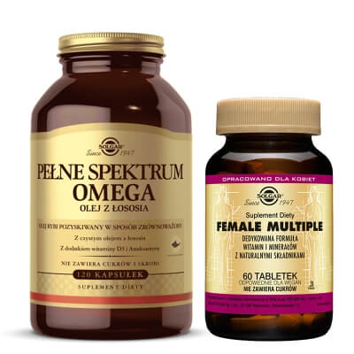 Solgar Witalność Dla Kobiet ZESTAW Formuła witamin i minerałów dla kobiet 60 tabletek + Olej z łososia 120 kapsułek