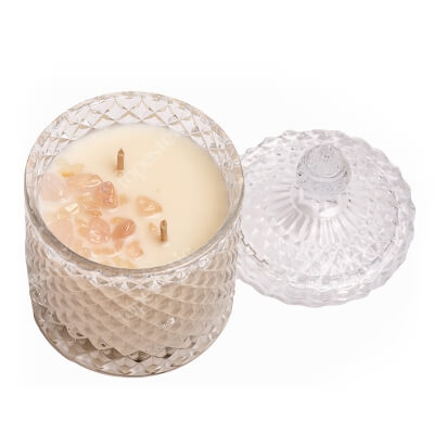 Soul Story Bliss Crystals Candle Świeca sojowa z kamieniami różowego kwarcu - zapach kardamonu, paczuli i lawendy 230 ml