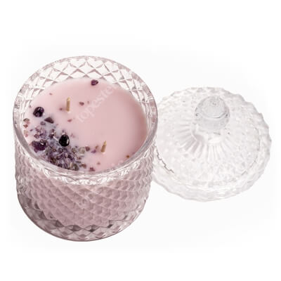 Soul Story Harmony Crystals Candle Świeca sojowa z kamieniami ametystu - zapach palmarozy, geranium oraz drzewa różanego 230 ml