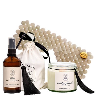 Soul Story Relax Time ZESTAW Mgiełka zapachowa 100 ml + Maska na oczy z naturalnych kamieni jadeitowych 1 szt + Świeca sojowa 230 ml