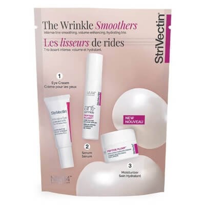 Strivectin The Wrinkle Smoothers ZESTAW Kolagenowy krem wygładzający 7 ml + Serum 7 ml + Krem przeciw zmarszczkom pod oczy 7 ml