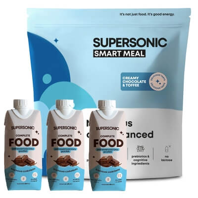 Supersonic Food Ready to Drink x 3 + Smart Meal ZESTAW Kremowa czekolada 330 ml x 3 + Kremowa czekolada z toffee 1300 g