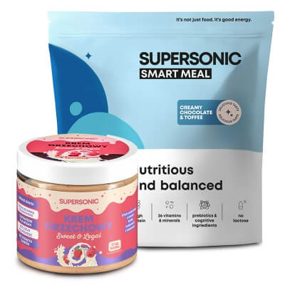 Supersonic Smart Meal + Peanut Spread ZESTAW Posiłek - kremowa czekolada z toffee 1300 g + Krem orzechowy 160 g