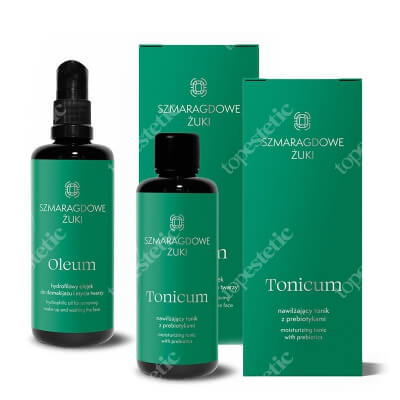 Szmaragdowe Żuki Oleum + Tonicum ZESTAW Hydrofilowy olejek do demakijażu i mycia twarzy 100 ml + Nawilżający tonik z prebiotykami 100 ml