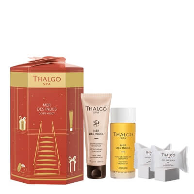 Thalgo Ayruvedic Body Routine ZESTAW Musująca kostka do kąpieli 28 g x 2 + Olejek do ciała 50 ml + Topniejący balsam do ciała 50 ml