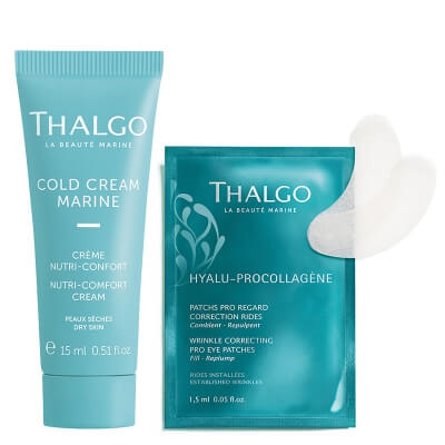 Thalgo Wrinkle Correct ZESTAW Lekki krem odżywczy 15 ml + Wygładzająco-przeciwzmarszczkowe płatki okolice oczu 1 komplet