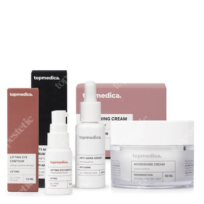 topmedica Pielęgnacja Przeciwstarzeniowo - Liftingująca ZESTAW Serum przeciwstarzeniowe 30 ml + Krem odbudowujący 50 ml + Liftingujący krem, kontur oczu 15 ml