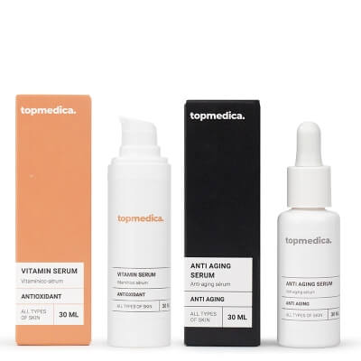 topmedica Pielęgnacja Przeciwstarzeniowo - Rewitalizująca ZESTAW Serum redukujące oznaki starzenia 30 ml + Serum rewitalizujące z kwasem glikolowym i kompleksem witaminowym 30 ml