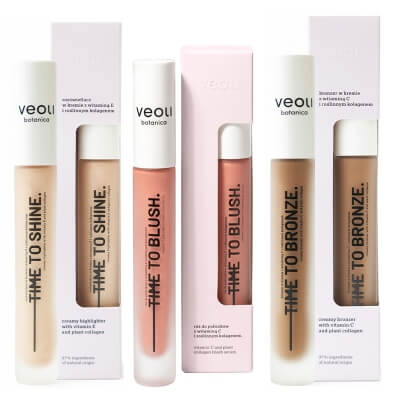 Veoli Botanica Perfect Trio ZESTAW Rozświetlacz w kremie 10 ml + Kremowy róż do policzków 10 ml + Bronzer w kremie 10 ml