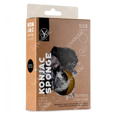 Yasumi Bambo Charcoal Konjac Sponge For Men S Gąbka do mycia twarzy z aktywnym węglem dla mężczyzn S