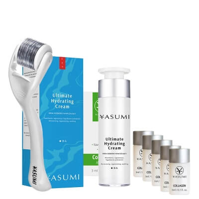 Yasumi Kolagenowa Odnowa ZESTAW Roller o dł. 0,50 mm + Ampułka z kolagenem 3 ml x 5 + Krem z kolagenem 50 ml