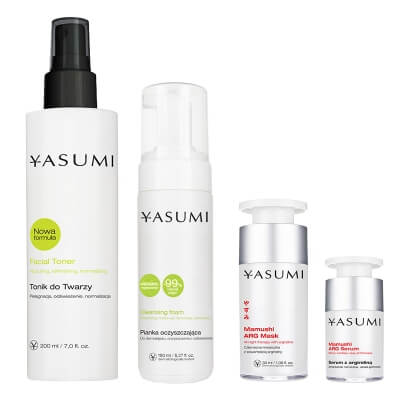Yasumi Mamushi ARG Night Set ZESTAW Pianka 150 ml + Tonik 200 ml + Serum 15 ml + Maska na noc 30 ml