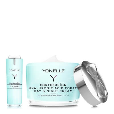Yonelle Fortefusion Care Set ZESTAW Krem z kwasem hialuronowym forte na dzień i na noc 55 ml + Krem pod oczy i na powieki z kwasem hialuronowym forte 15 ml