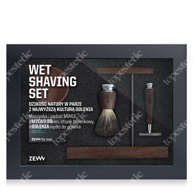 Zew For Men Wet Shaving Set ZESTAW Pędzel 1 szt + Maszynka na żyletki 1 szt + Stojak 1 szt + Mydło do golenia
