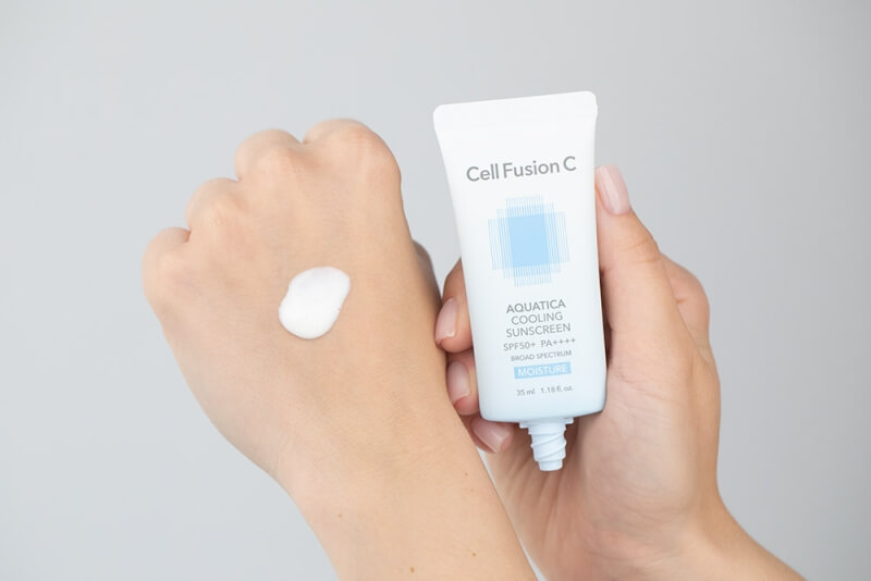Cell Fusion C Aquatica Cooling Sunscreen SPF50+ PA++++ x 2 ZESTAW Ultralekki krem z bardzo wysoką ochroną przeciwsłoneczną (UVA, UVB, HEV) o działaniu chłodząco - nawilżającym 35 ml x 2