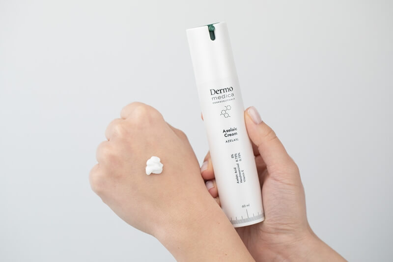 Dermomedica Pielęgnacja Cery Trądzikowej ZESTAW Serum na dzień i na noc 30 ml + Krem z kwasem azelainowym, witaminą E i heksylorezorcynolem 60 ml + Kosmetyczka 1 szt