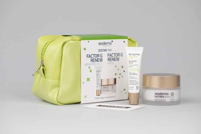 Sesderma Factor G - Rejuvenating Cream + Eye Contour Gel Factor G ZESTAW Regenerujący krem przeciwstarzeniowy 50 ml + Krem pod oczy przeciwstarzeniowy 15 ml + Kosmetyczka