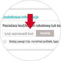 Wypełnij dane i wprowadź swój kod rabatowy