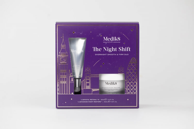 Medik8 The Night Shift ZESTAW Stabilne serum na noc o wysokiej mocy z aldehydem retinowym 30 ml + Odbudowujący krem naprawczy na noc 50 ml