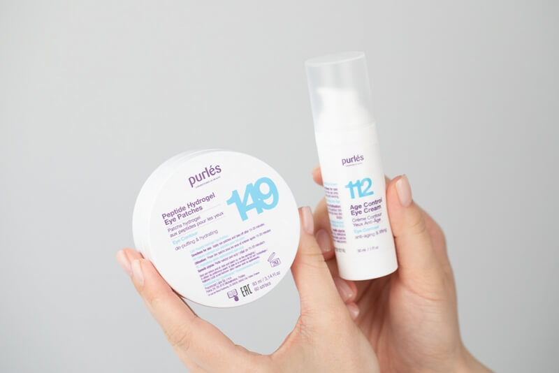 Purles Age Control Eye Set ZESTAW Płatki peptydowe pod oczy 60 szt + Krem na okolice oczu 30 ml + Kosmetyczka 1 szt