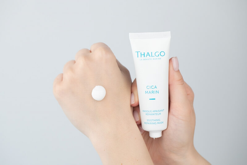 Thalgo Soothing Repairing Set ZESTAW Maska naprawczo-łagodząca 50 ml + Delikatny żel myjący 200 ml + Gąbka konjac do mycia twarzy 1 szt GRATIS
