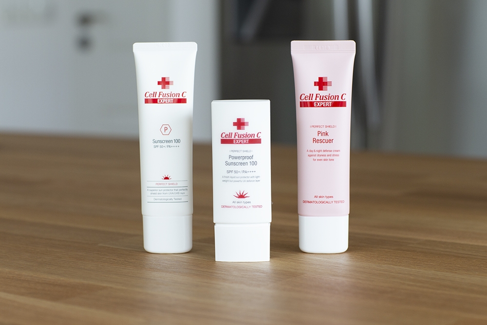 Cell Fusion C Expert Sunscreen 100 SPF50+, PA++++ Delikatny filtr przeciwsłoneczny 50 mlCell Fusion C Expert Power Proof Sunscreen 100 SPF50+, PA++++ Filtr przeciwsłoneczny - odporny na wodę i pył 50 mlCell Fusion C Expert Pink Rescuer Krem chroni skórę przed nadmiernym działaniem stresu i światła niebieskiego 50 ml