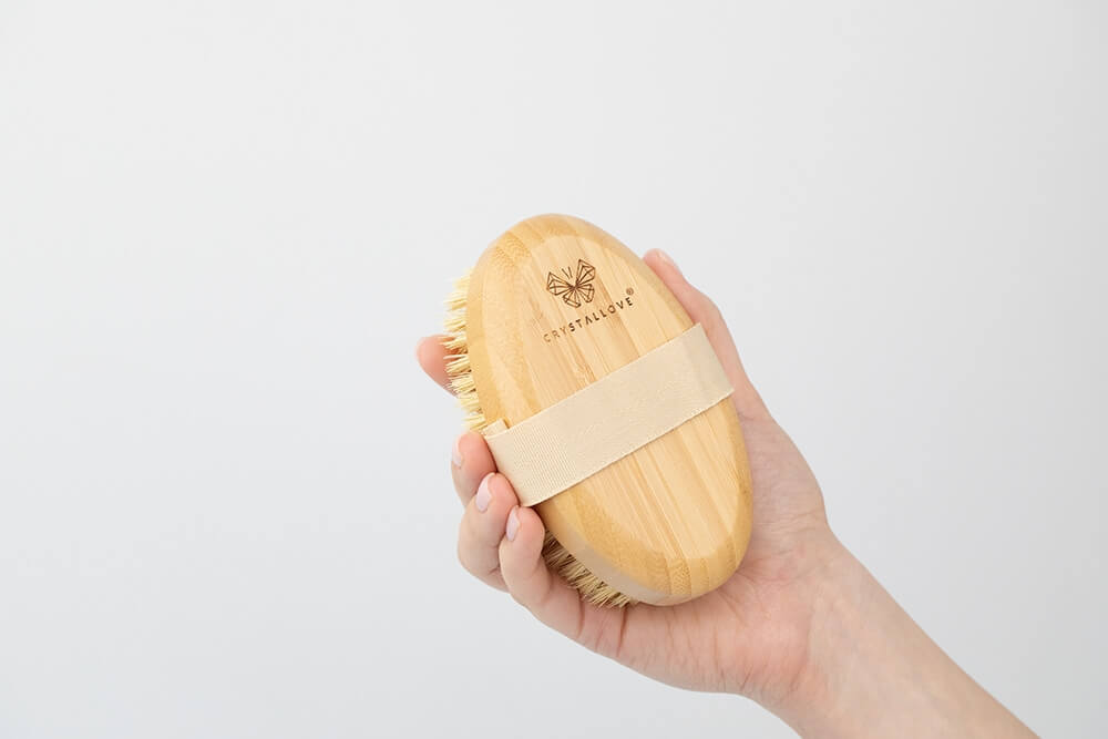 Crystallove Face and Body Massage Set ZESTAW Szczotka do ciała 1 szt + Szczotka do twarzy, szyi, dekoltu i biustu 1 szt + Gua sha do masażu ciała ze stali nierdzewnej 1 szt