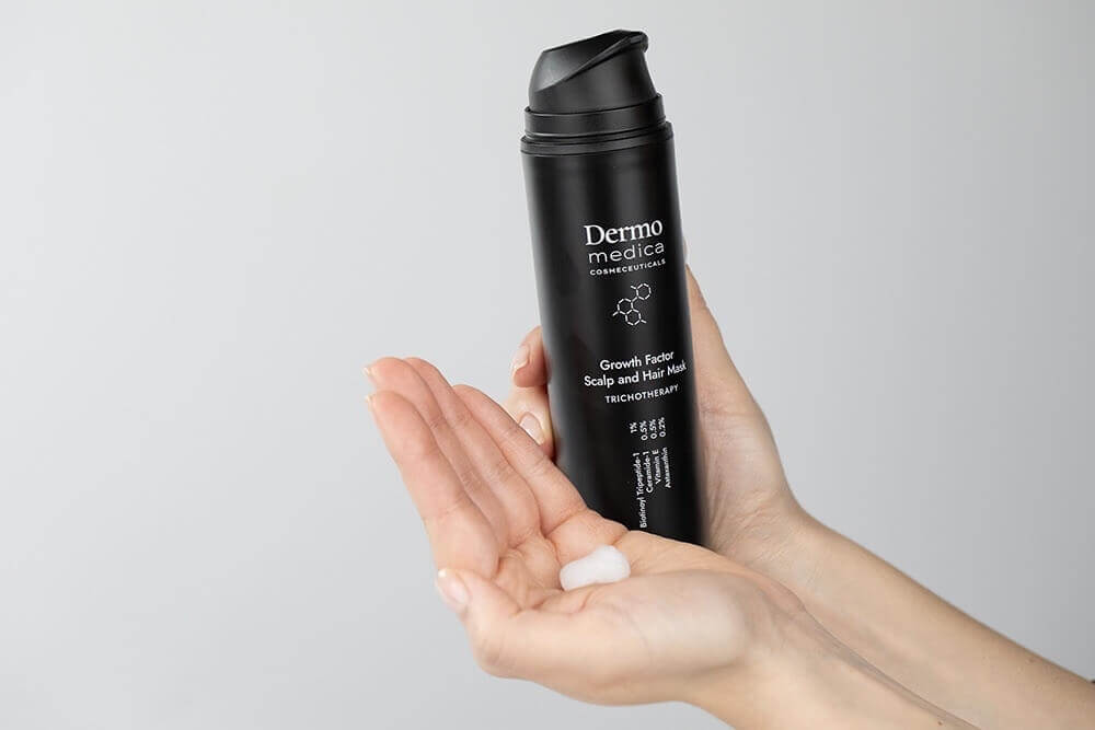 Dermomedica Growth Factor Scalp and Hair Mask Maska dla skóry głowy z problemem podrażnień, suchości, świądu i wypadania włosów 200 ml
