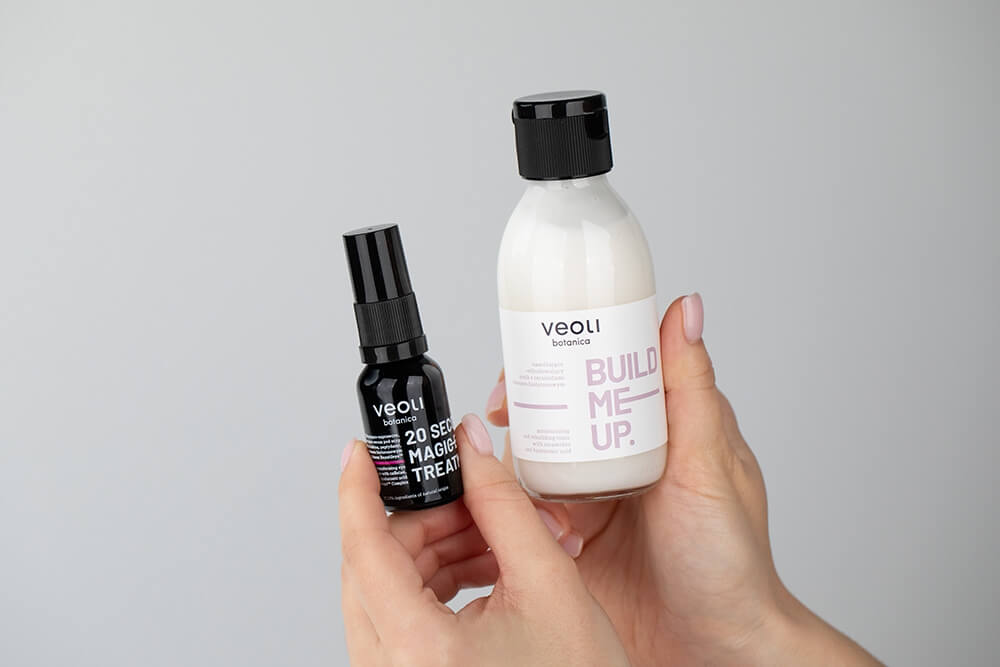 Veoli Botanica Build Me Up + 20 Seconds Magic Eye Treatment ZESTAW Nawilżająco-odbudowujący tonik z ceramidami i kwasem hialuronowym 150 ml + Serum pod oczy i na powieki 15 ml