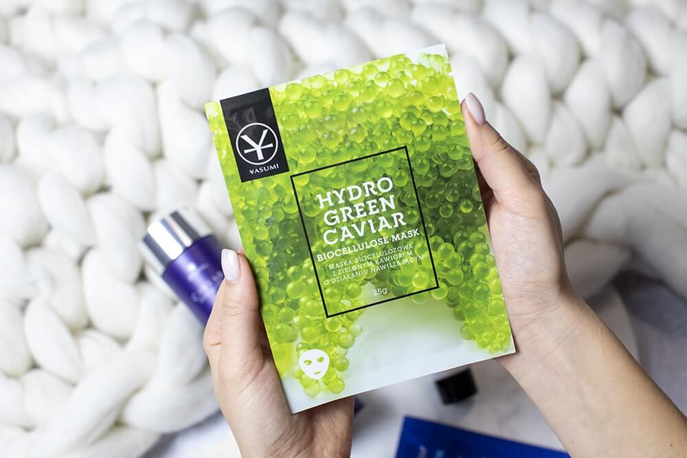 Yasumi Hydro Green Caviar Biocellulose Mask Nawilżająca maska biocelulozowa z zielonym kawiorem i kwasem hialuronowym 25 g