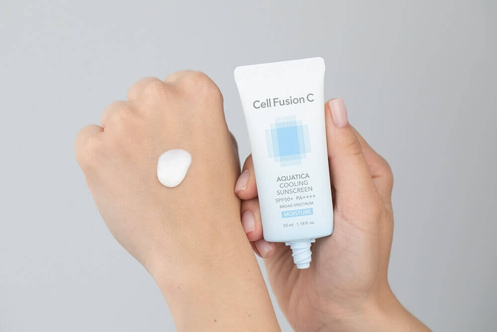 Cell Fusion C Aquatica Cooling Sunscreen SPF50+ PA++++ x 2 ZESTAW Ultralekki krem z bardzo wysoką ochroną przeciwsłoneczną (UVA, UVB, HEV) o działaniu chłodząco - nawilżającym 35 ml x 2