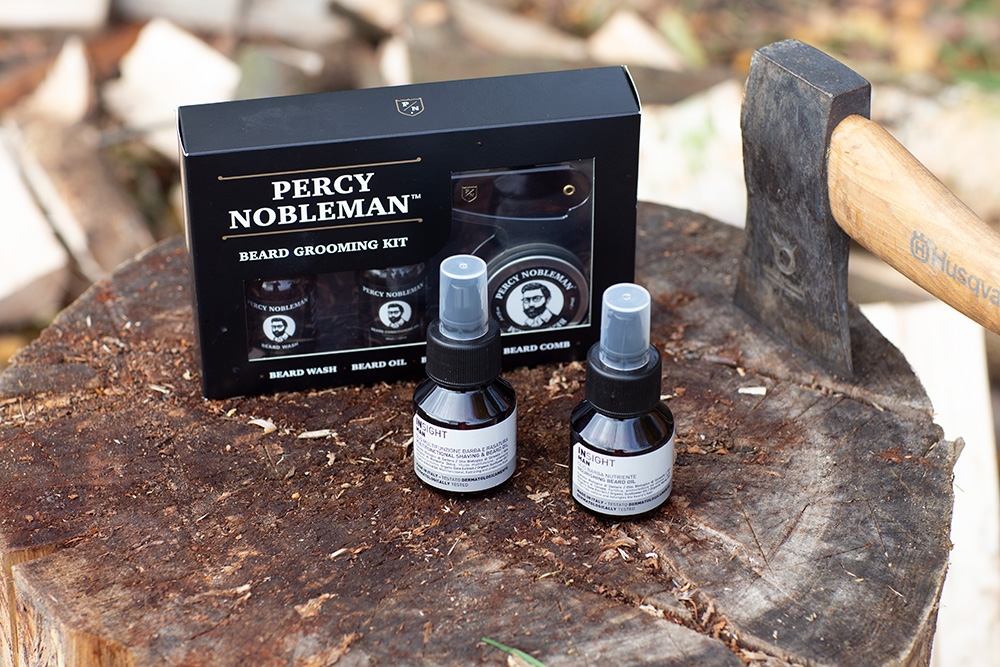 Percy Nobleman Grooming Kit ZESTAW Beard Wash, Beard Conditioning Oil, Moustache Wax, GrzebieńInSight Man Shaving And Beard Oil Multifunkcyjny olejek do golenia i pielęgnacji brody 50 mlInSight Nourishing Beard Oil Odżywczy olejek do brody 50 ml