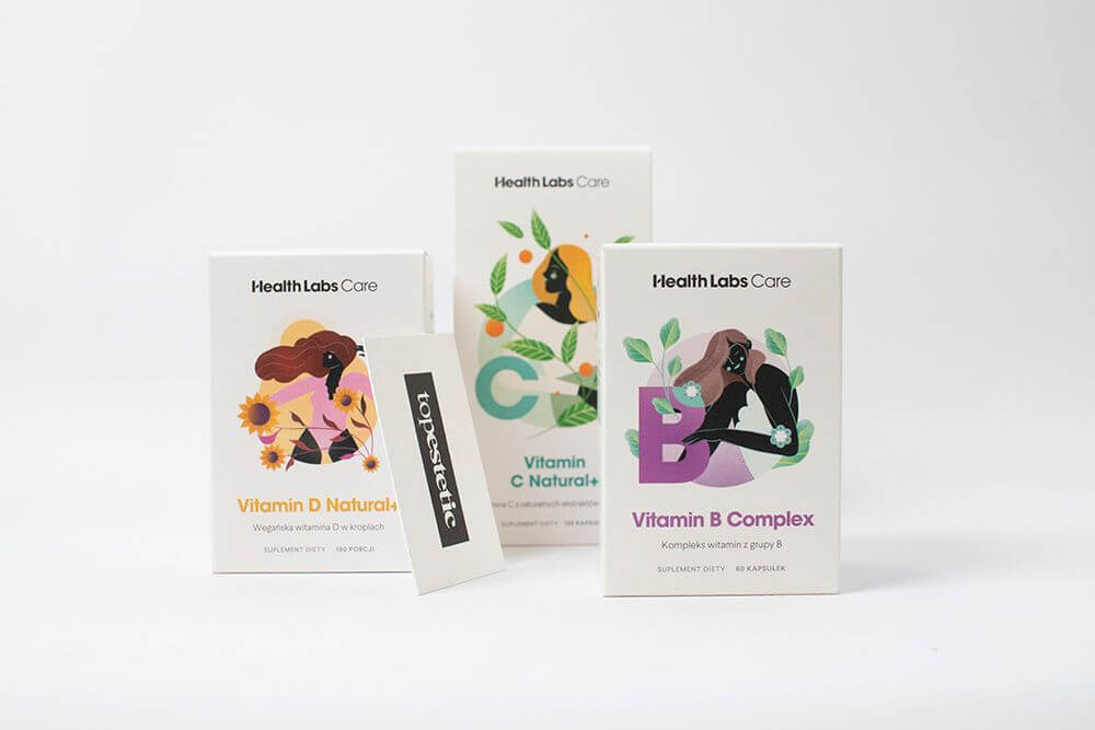 Health Labs Care Vitamin D Natural+ Suplement diety 9,9 mlHealth Labs Care Vitamin C Natural+ Witamina C z naturalnych ekstraktów roślinnych 120 kaps.Health Labs Care Vitamin B Complex Kompleks witamin z grupy B 60 kaps.