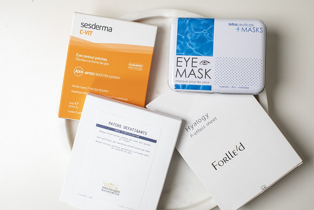 Sesderma C-VIT Eye Contour Patches Płatki pod oczy 5x4 mlBiologique Recherche Patchs Défatigants Płatki na okolice oczu 1 sztIntraceuticals Eye Mask Maski pod oczy 6 szt.Forlled Hyalogy P - Effect Sheet Natychmiastowa maska odmładzająca na okolice oczu 8 szt.