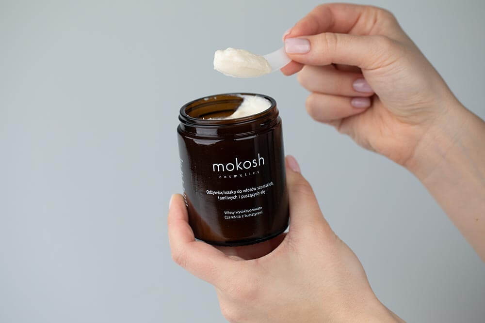 Mokosh Odżywka-Maska do Włosów Szorstkich, Łamliwych i Puszących się Włosy wysokoporowate - Czereśnia z bursztynem 180 ml