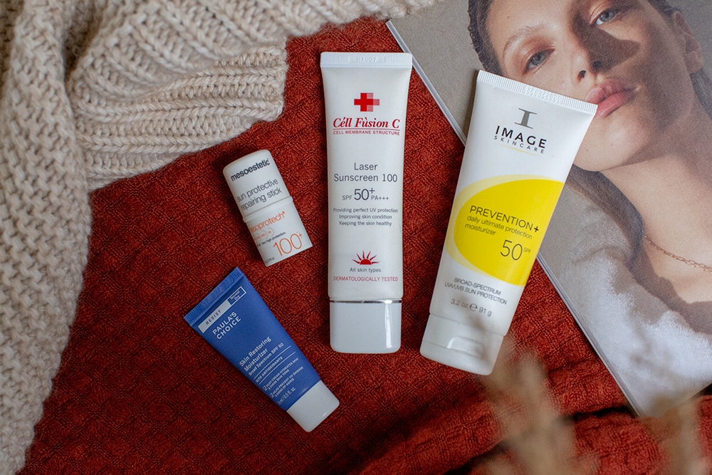 Cell Fusion C Laser Sunscreen 100 SPF 50 Filtr przeciwsłoneczny 50 mlPaulas Choice Resist Skin Restoring Moisturizer SPF 50 Antyoksydacyjny krem przeciwzmarszczkowy z filtrem 15 mlMesoestetic Mesoprotech Sun Protective Repairing Stick SPF 50+ Ochronny sztyft przeciwsłoneczny 4,5 gImage Skincare Daily Ultimate Protection Moisturizer SPF 50 Maksymalna ochrona, zwłaszcza cery wrażliwe 91 g