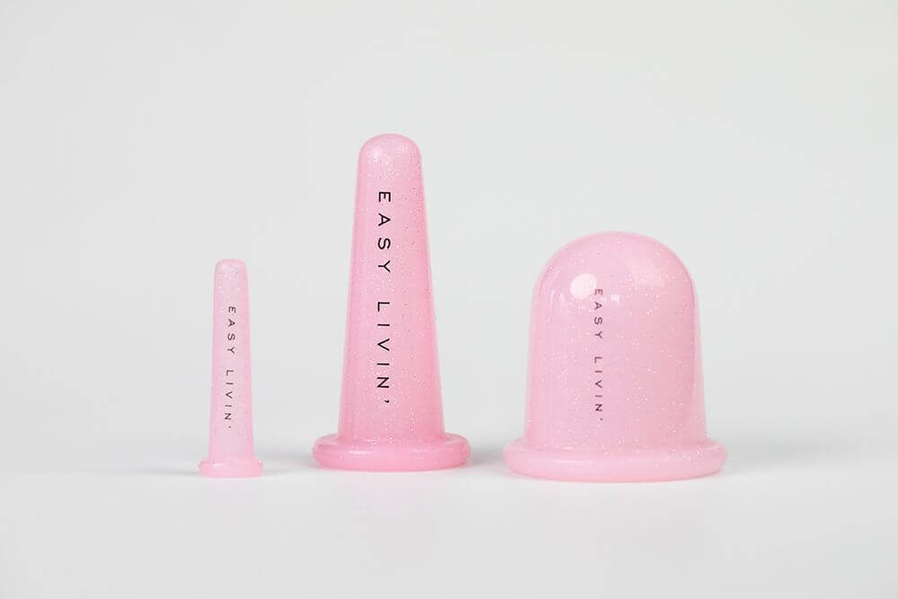 Easy Livin Bańki do Masażu ZESTAW Antycellulitowa bańka do masażu ciała 1 szt + Bańki do masażu twarzy i okolic oczu 2 szt