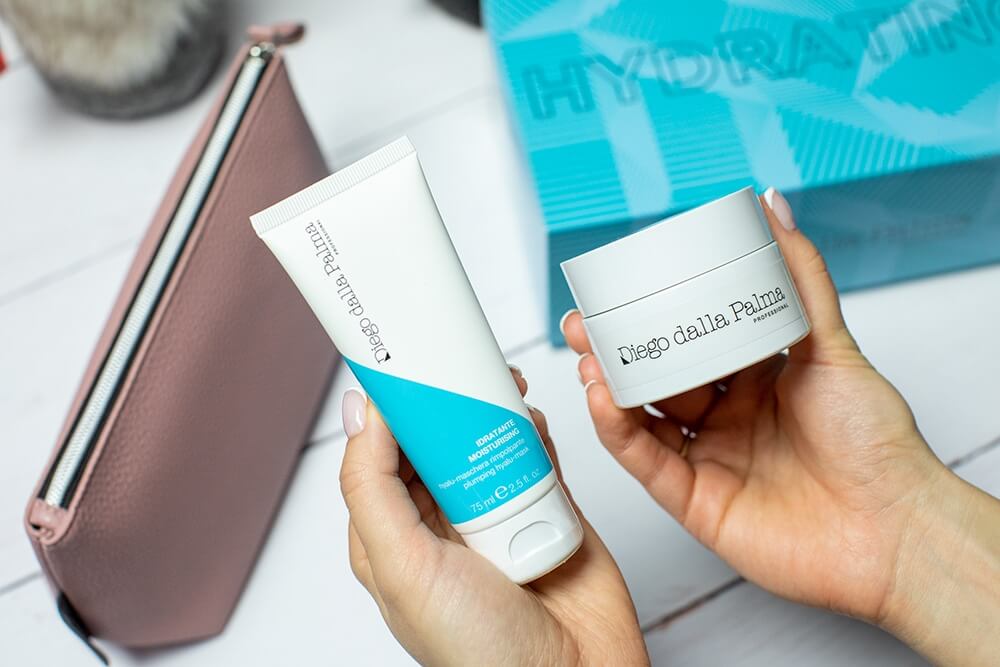 Diego dalla Palma Hydrating Set ZESTAW Krem nawadniający 50 ml + Wypełniająca maska hialuronowa 75 ml + Kosmetyczka