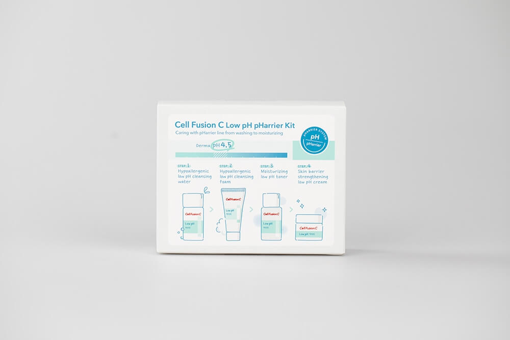 Cell Fusion C Low pHarrier Kit ZESTAW Płyn micelarny do oczyszczania skóry twarzy 20 ml + Pianka dla podrażnionej skóry 20 ml + Toner nawilżający 20 ml + Krem 8 ml