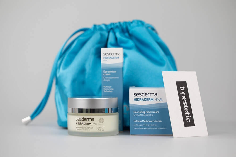 Sesderma Hidraderm Hyal ZESTAW Odżywczy krem do twarzy 50 ml + Krem pod oczy 15 ml + Woreczek