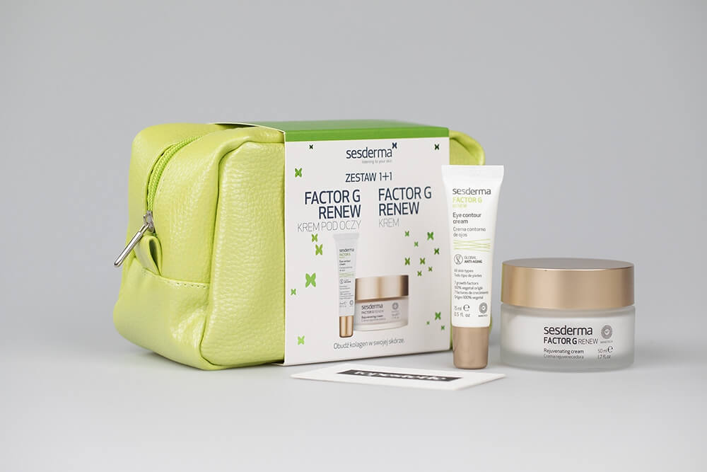 Sesderma Factor G - Rejuvenating Cream + Eye Contour Gel Factor G ZESTAW Regenerujący krem przeciwstarzeniowy 50 ml + Krem pod oczy przeciwstarzeniowy 15 ml + Kosmetyczka