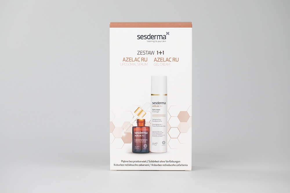 Sesderma Azelac RU + Azelac RU Gel Cream ZESTAW Serum liposomowe 30 ml + Krem-Żel depigmentujący 50 ml kartonik