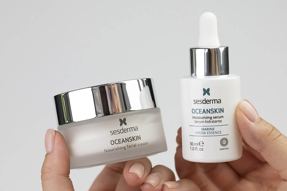 Sesderma Oceanskin Moisturizing Serum + Oceanskin Nourishing Facial Cream ZESTAW Serum nawilżające 30 ml + Krem odżywczy 50 ml + Woreczek