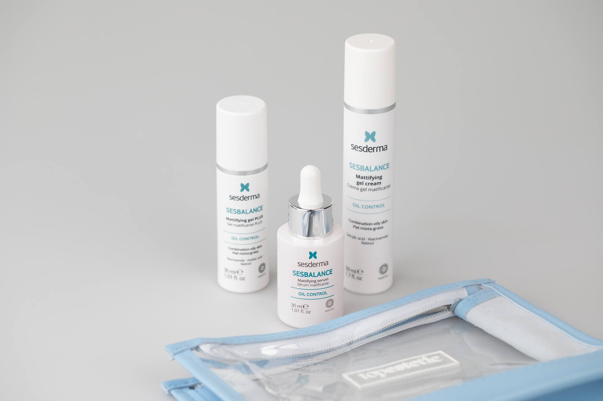 Sesderma Sesbalance Mattifying Set ZESTAW Serum matujące, regulujące wydzielanie sebum z retinolem 30 ml + Krem - żel matujący 50 ml + Żel matujący na noc 30 ml