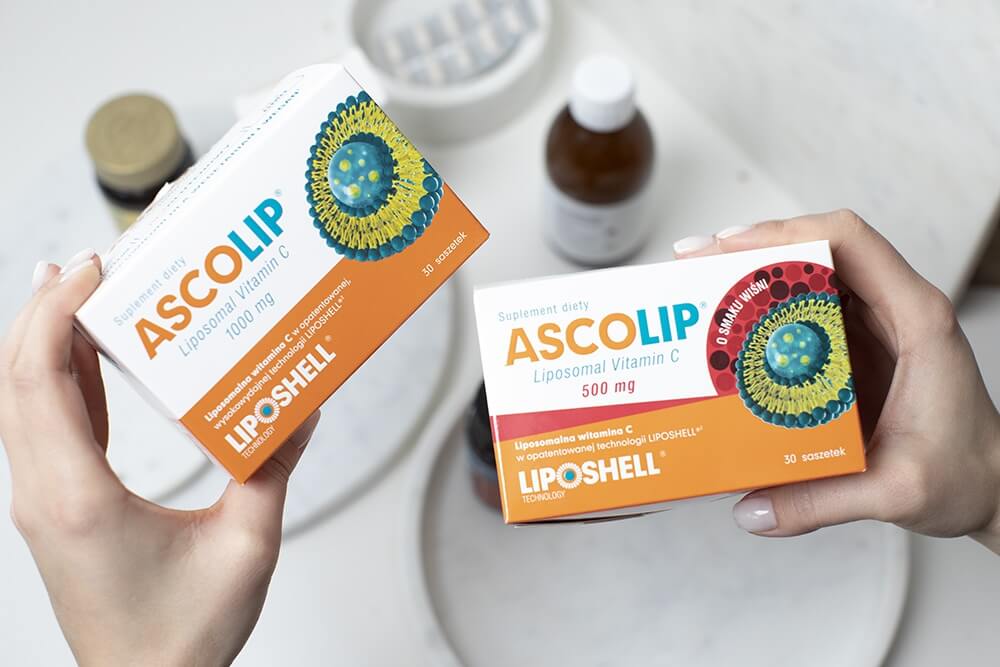 Ascolip Ascolip - Liposomal Vitamin C - 3 Pack ZESTAW Witamina C 1000 mg + Witamina C 500 mg o smaku wiśni + Witamina C 500 mg o smaku czarnej porzeczki 3 x 30 x 5 g