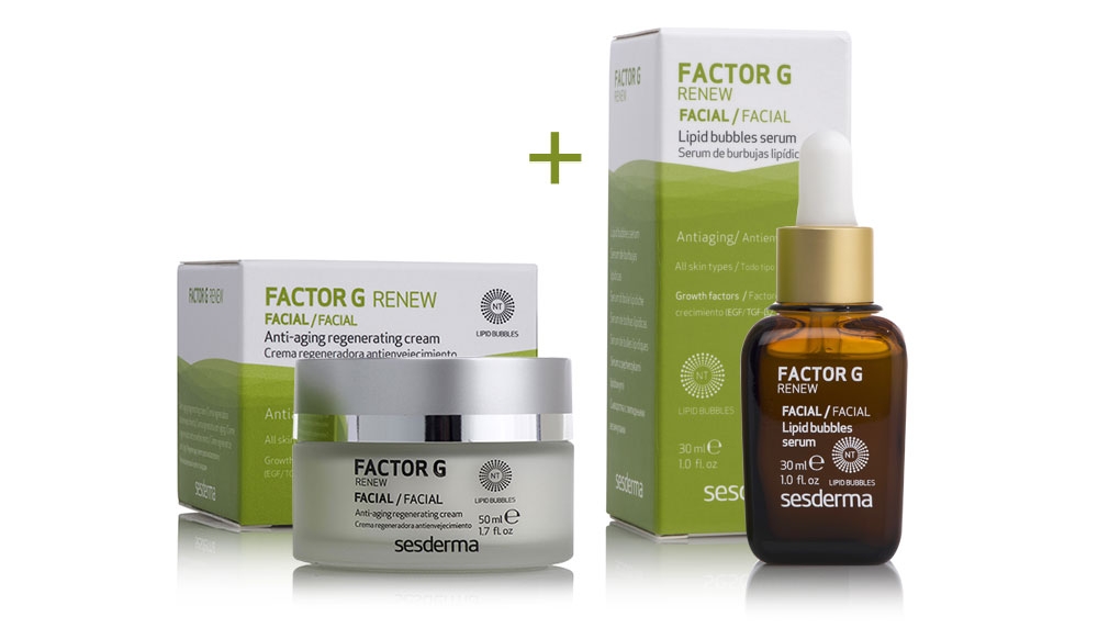 Sesderma Factor G Rejuvenating Cream + Factor G Rejuvenating Serum ZESTAW Regenerujący krem przeciwstarzeniowy 50 ml + Serum z pęcherzykami lipidowymi 30 ml